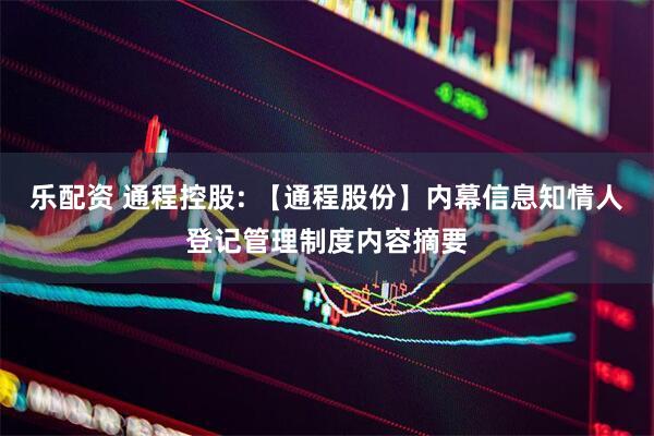乐配资 通程控股: 【通程股份】内幕信息知情人登记管理制度内容摘要