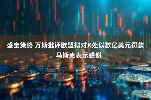 盛宝策略 万斯批评欧盟拟对X处以数亿美元罚款，马斯克表示感谢