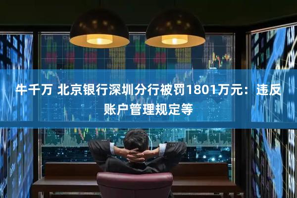 牛千万 北京银行深圳分行被罚1801万元:违反账户管理规定等